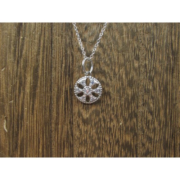 18 Inch Sterling Silver Stylish Petite Circle Cubic Zirconia Necklace - Picture 1 of 7